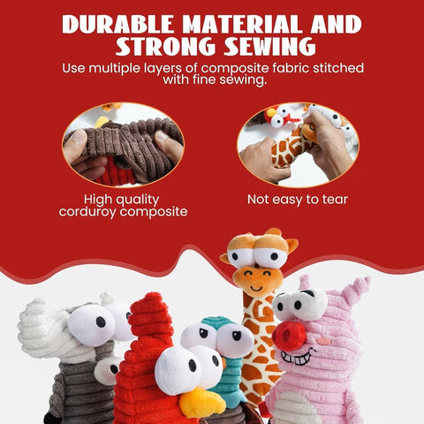 Nocciola Zoo Series with Strange Squeaky 5 Different Funny Sounds Dog Plush Toy, 5 count